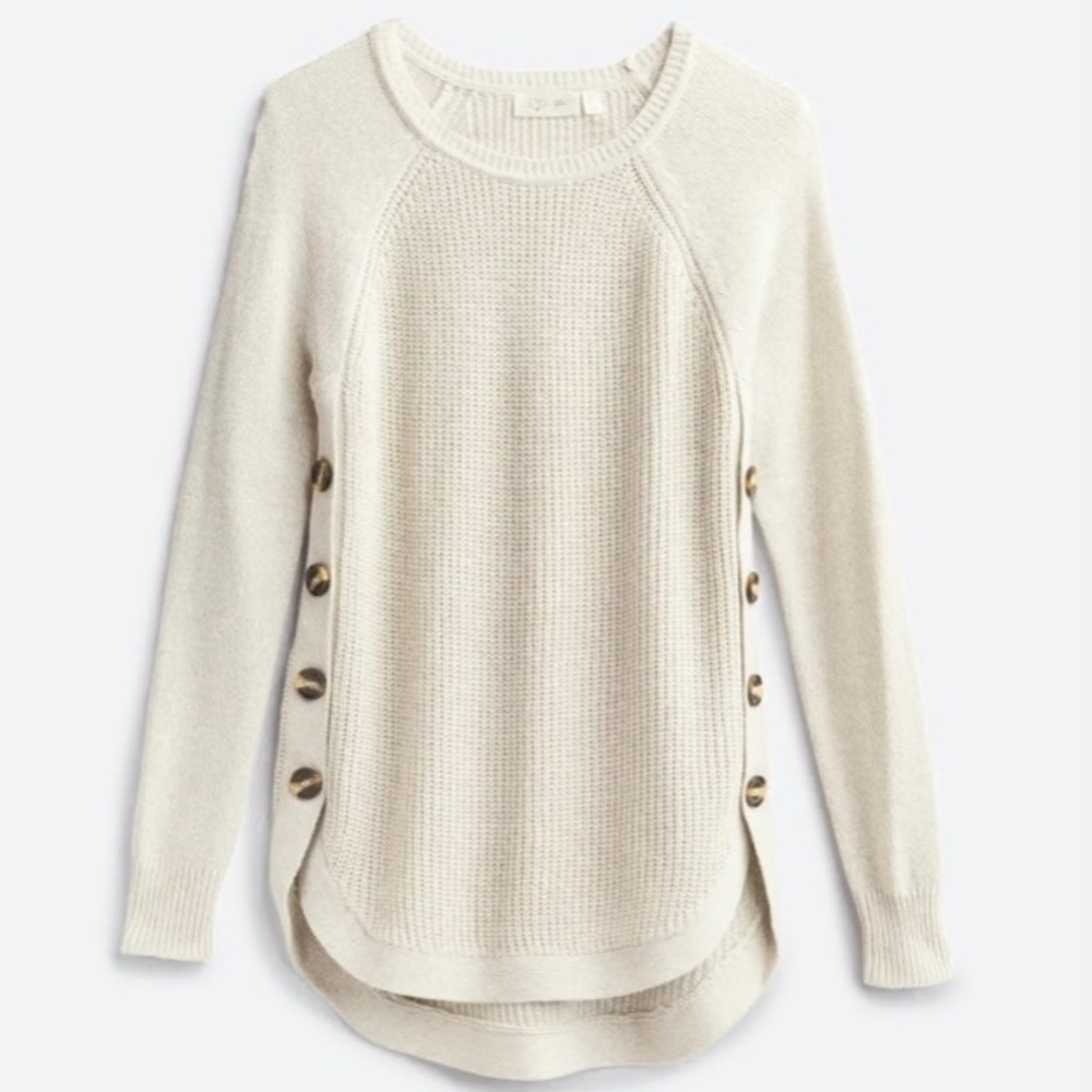 RD STYLE Side Button Cotton Blend Sweater